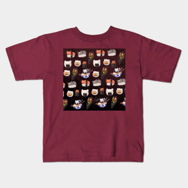 Sushi cats Kids T-Shirt by Lyxy